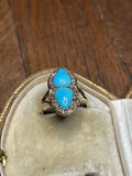 Victorian Double Heart Turquoise ring