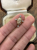 On HOLD 9ct Gold Baby Face Charm with Pearls