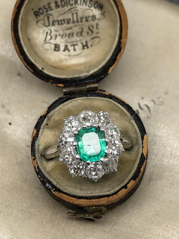 18ct White Gold Emerald and Diamond Ring