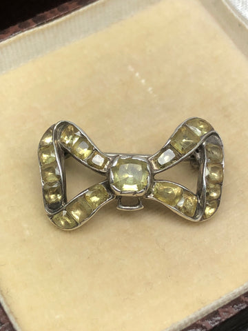 Georgian Silver Chrysoberyl Bow Brooch