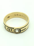 In Memoriam Victorian 18ct Gold Enamel And Diamond Mourning Ring - Ishy Antiques
