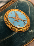 Victorian 18ct Gold Diamond Bird Locket Brooch