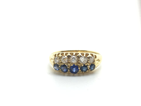 Edwardian Sapphire and Diamond Ring 18ct - Ishy Antiques