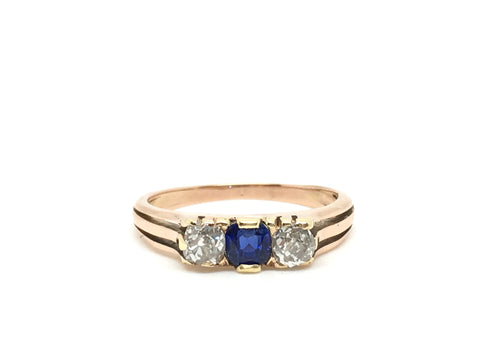 18ct Gold Diamond and Sapphire Ring - Ishy Antiques