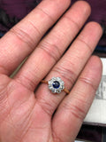 Sapphire and Diamond Edwardian Cluster Ring