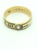 In Memoriam Victorian 18ct Gold Enamel And Diamond Mourning Ring - Ishy Antiques