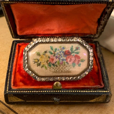Georgian needlepoint brooch