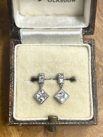 Platinum French Cut Diamond Earrings