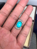 18ct Gold Turquoise and Diamond Panel Ring
