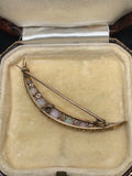 Victorian Opal and Diamond Crescent Brooch