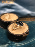 Antique Gold and Agate Shield Ring with Snake Shoulders