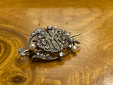 1/2 Victorian M Diamond and Pearl Monogram Brooch