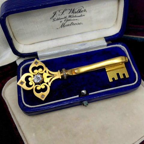 Antique Diamond set Gold Key