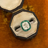 Private Sale Art Deco Style Emerald and Diamond Ring