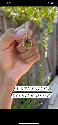 Citrine and Pearl Brooch and Pearl Half Hoop