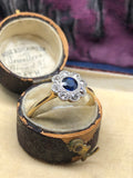 Sapphire and Diamond Edwardian Cluster Ring
