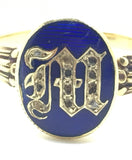 Victorian French M initial Enamel Ring - Ishy Antiques