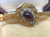 15ct Gold Victorian Nail and Horse Shoe Garnet Brooch