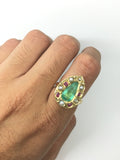 Early 18th Century Emerald, Ruby, Pearl and Diamond Solid Gold Ring - Ishy Antiques