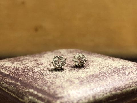 0.30ct old cut diamond studs in Platinum