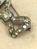 Georgian Silver Chrysoberyl Bow Brooch