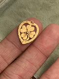 Reserved 18ct Porte Bonheur Heart and 4 leaf Clover charm
