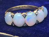 Edwardian 18ct Gold Opal and Diamond Five Stone Ring