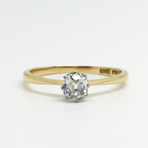 0.40ct 18ct & Platinum Old Cut Diamond Ring - Ishy Antiques