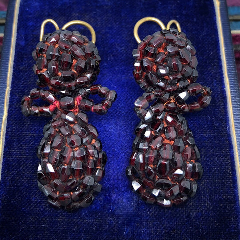 Georgian Garnet Glass Day and Night Earrings