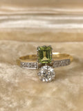 Edwardian 18ct Gold Peridot and Diamond Ring