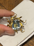 Private Sale Aquamarine Gold Brooch
