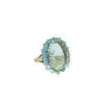Reserved Large Aquamarine Cocktail Ring - Ishy Antiques