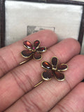 Reserved Georgian Flat Cut Garnet Earrings in Gold