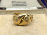 Fully Hallmarked 18ct Antique Snake Ring with Diamond Eyes