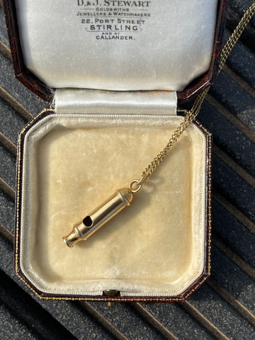 Vintage 9ct Gold Whistle and Chain