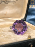 Platinum and 18ct Gold Amethyst & Diamond cocktail Ring