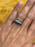 Reserved! Calibre cut natural sapphire and old cut diamond five stone ring