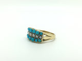 18ct Gold Turquoise & Pearl Dress Ring - Ishy Antiques