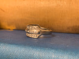 18ct White Gold 20th Century Diamond Three Row Band