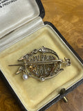 2/2 Victorian M Diamond and Pearl Monogram Brooch