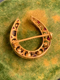 1920s 18ct Gold Ruby and Pearl Horseshoe