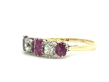 Reserved Victorian 18ct and Platinum Ruby and Diamond Ring - Ishy Antiques