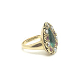 Early 18th Century Emerald, Ruby, Pearl and Diamond Solid Gold Ring - Ishy Antiques