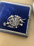 2/2 Victorian M Diamond and Pearl Monogram Brooch