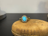 Turquoise and Diamond Halo Cluster Ring