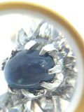 Old cut diamond and Sapphire Cabochon Star Bypass Ring - Ishy Antiques