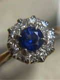 18ct Gold Sapphire and Diamond Cluster Ring