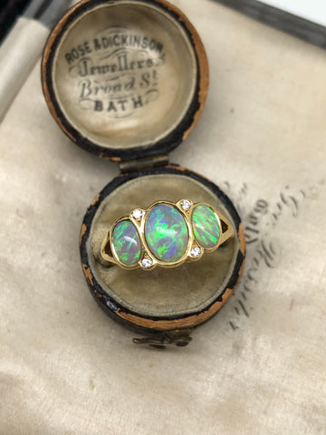 18ct Gold Opal and Diamond Ring