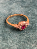 Antique 18ct Ruby and Diamond Cluster Ring