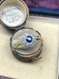 Sapphire and Diamond Edwardian Cluster Ring